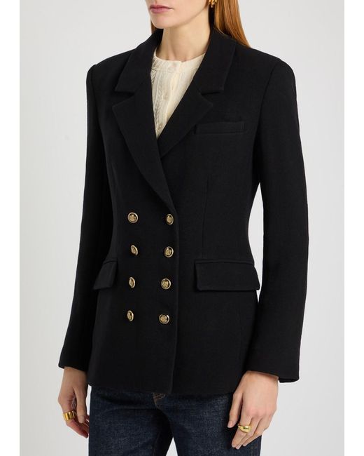 Veronica Beard Black Claude Dicky Double-Breasted Stretch-Wool Blazer