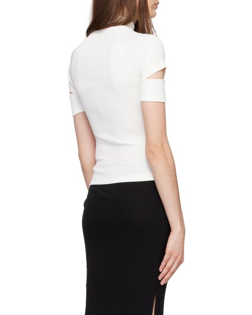 Helmut Lang White Cut-Out Sleeves Blouse