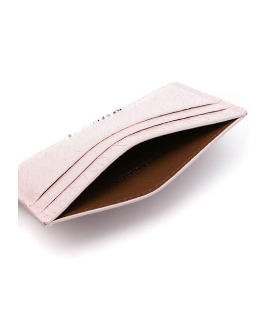 McQueen Pink Cracked-Effect Logo Plaque Cardholder
