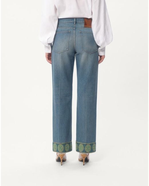 Valentino Blue Logo Patch Straight Leg Jeans