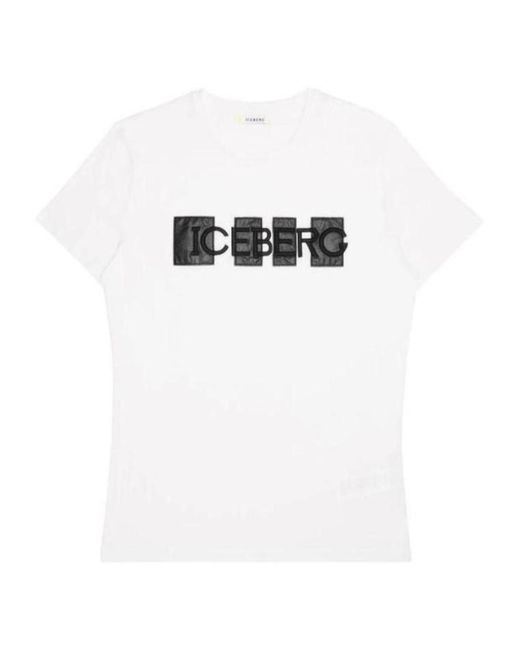 Iceberg White Round Collar Logo T-Shirt for men