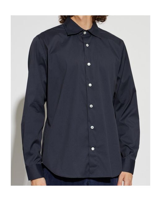 Eleventy Blue Long-Sleeve Classic Shirt for men