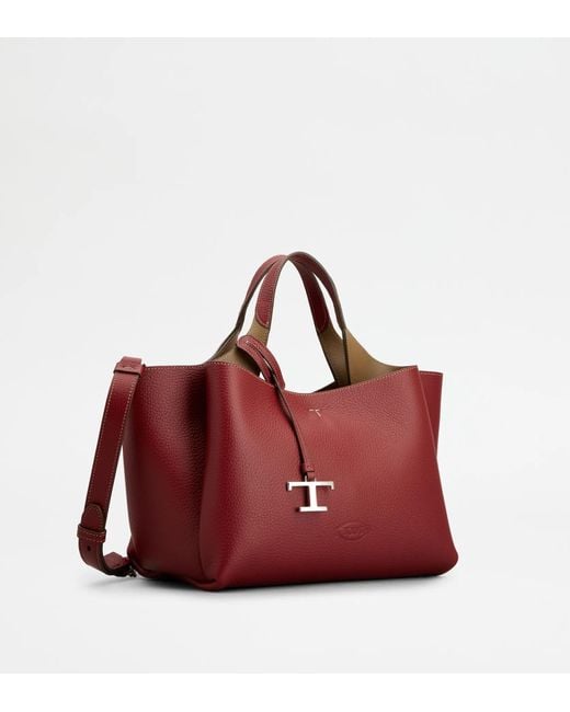 Tod's Red Logo Plaque Top Handle Bag