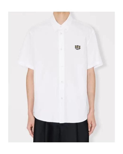KENZO White Wild Tiger Crest Short Sleeve Shirt for men