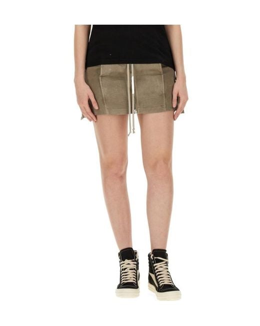 Rick Owens Green Lido Drawstring Mini Skirt