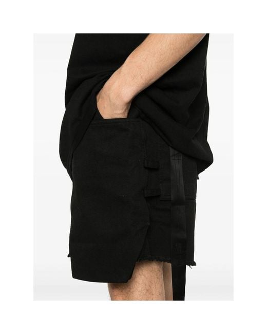 Rick Owens Black Bermuda Cargo Shorts for men