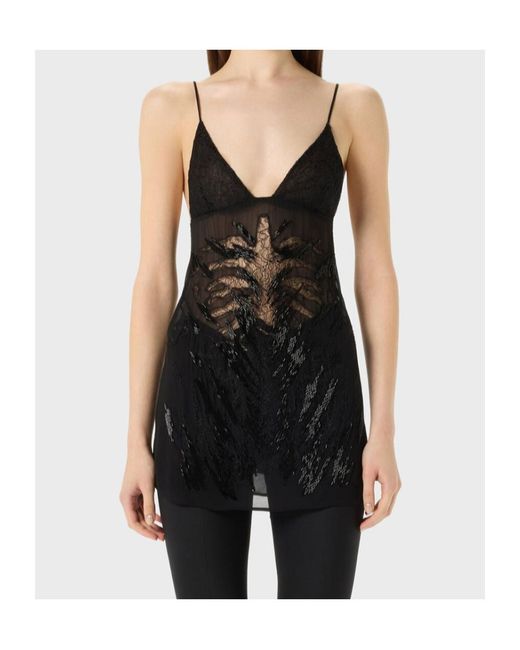 Blumarine Black Sequin Lace Mini Dress