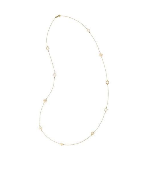 Tory Burch White Kira Clover Long Necklace
