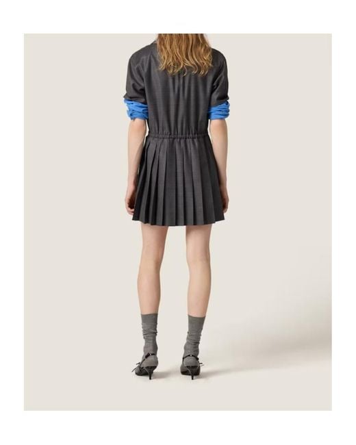 Miu Miu Black Drawstring Pleated Dress