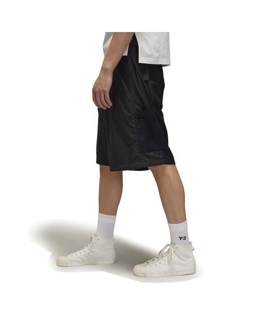 Y-3 Black Nylon Woven Tracksuit Shorts for men