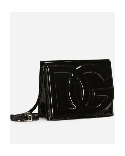Dolce & Gabbana Black Logo Embossed Crossbody Bag