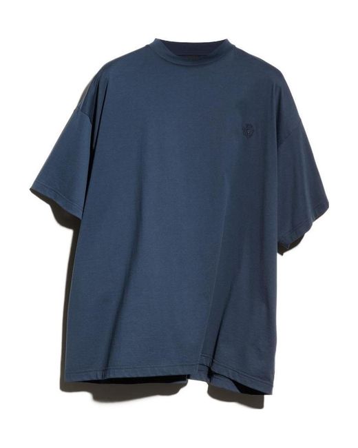 Gucci Blue Crest Embroidered T-Shirt for men