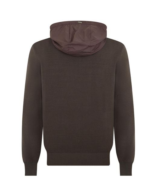 Herno Gray Long-Sleeve Hooded Sweatshirt for men