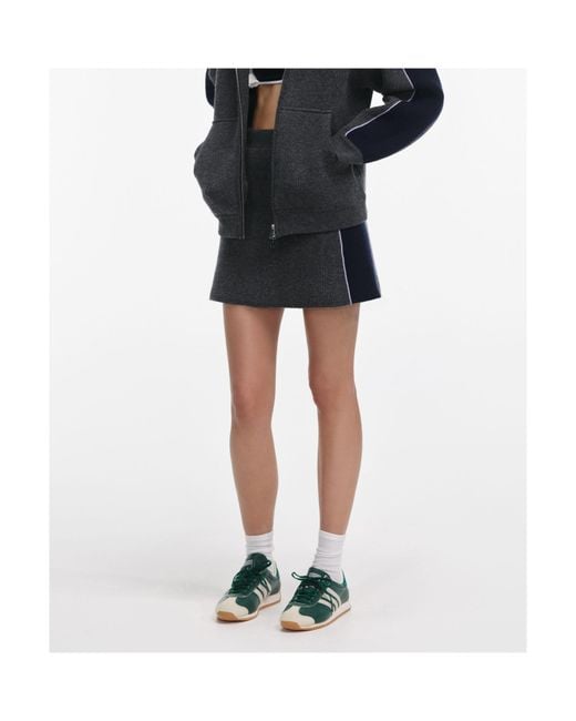 Self-Portrait Black Ribbed Knit Mini Skirt