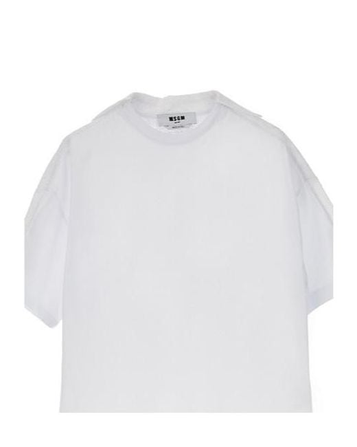 MSGM White Mesh Panel T-Shirt