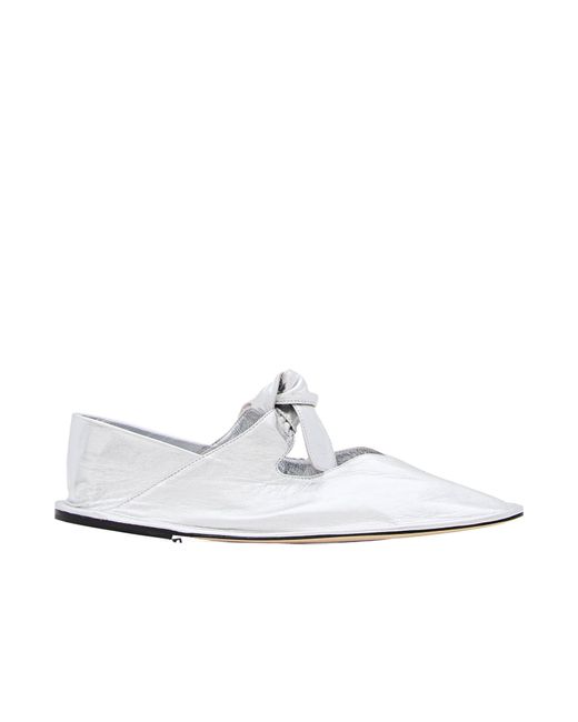 Hereu White Llasada Metallic Ballerina Shoes