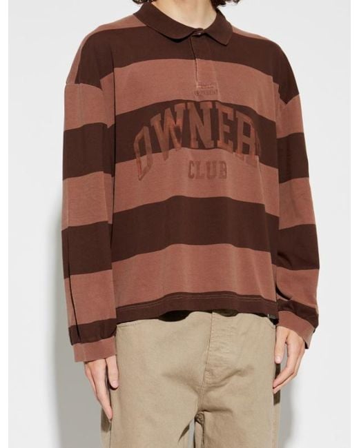 Represent Brown Long-Sleeved Polo Shirt for men