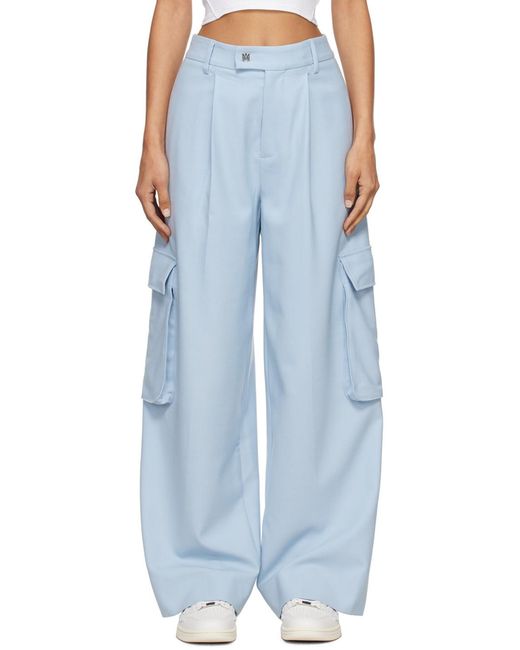 Amiri Blue Pleated Wide-Leg Cargo Pants