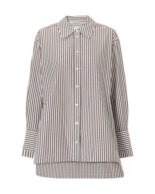 Joseph White Thea Striped Cotton-Poplin Blouse