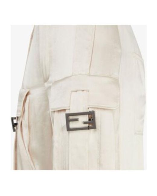 Fendi White Ff Baguette Buckle Embellished Cargo Pants