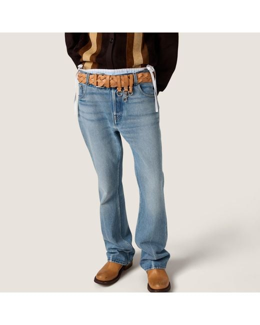 Miu Miu Blue Logo-Embroidered Straight-Leg Jeans