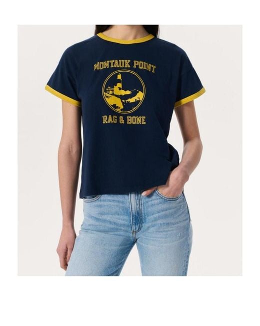Rag & Bone Blue Montauk Boxy Ringer Tee