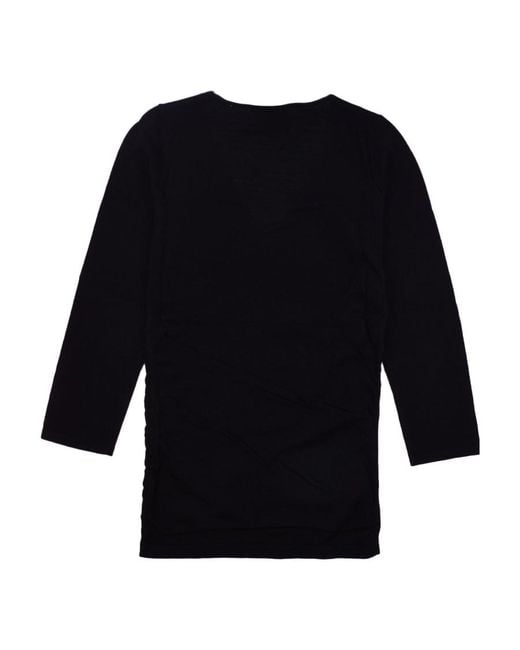 Isabel Marant Black Gathered-Detailed Long-Sleeved Crewneck Top