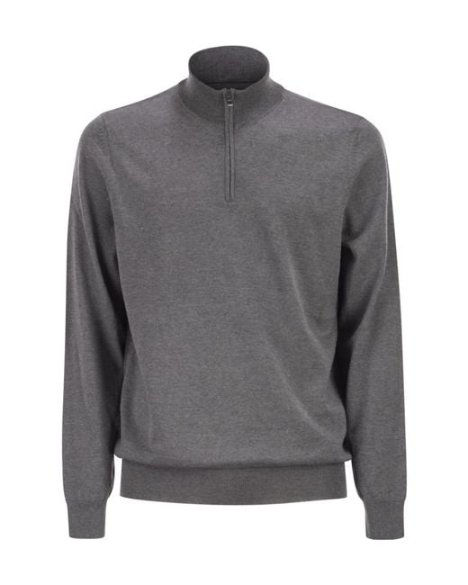 Boss Gray Boss Half Zip Knitted Sweater for men