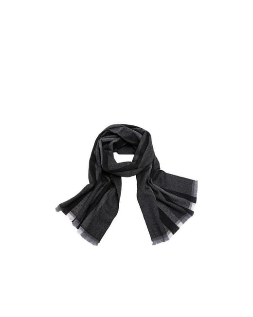 Gucci Black Striped Wool Scarf for men