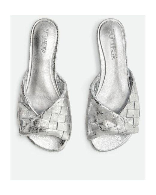 Bottega Veneta White Blink Flat Mule
