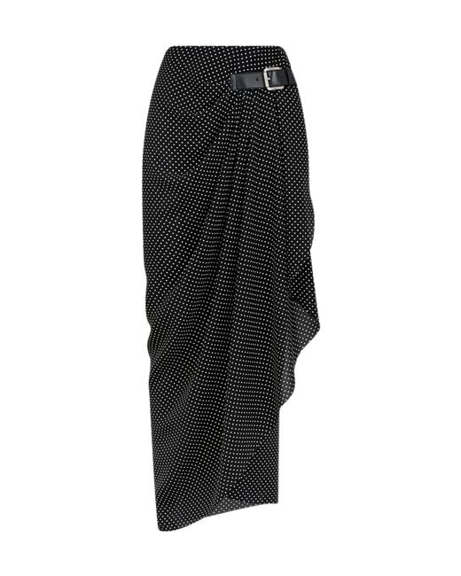 Tom Ford Black Going To Draped Polka-Dot Skirt