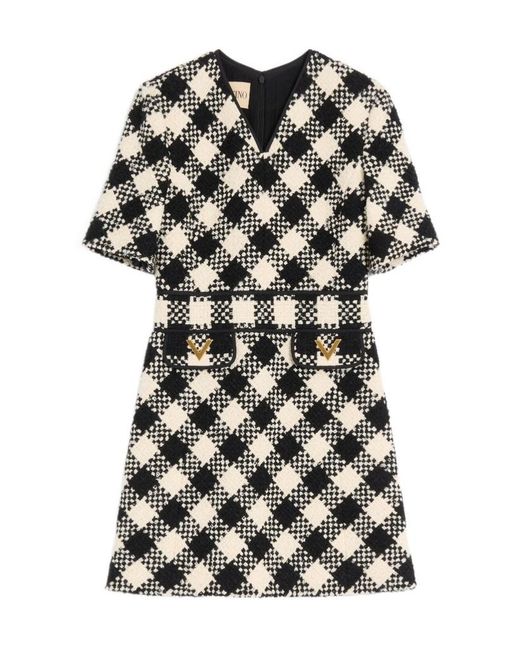 Valentino Black Damier Tweed Dress