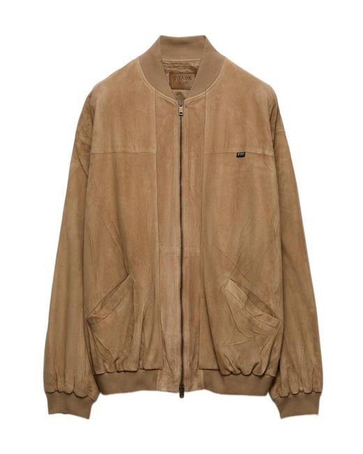 Prada Brown Suede Bomber Jacket for men