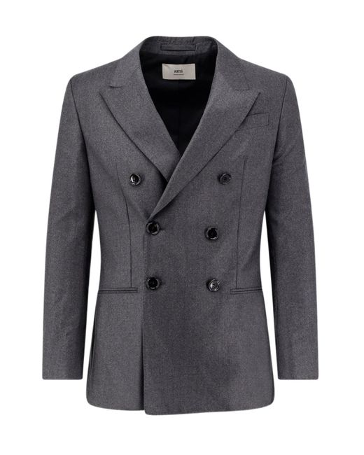 AMI Black Double Breasted Tailored Blazer for men