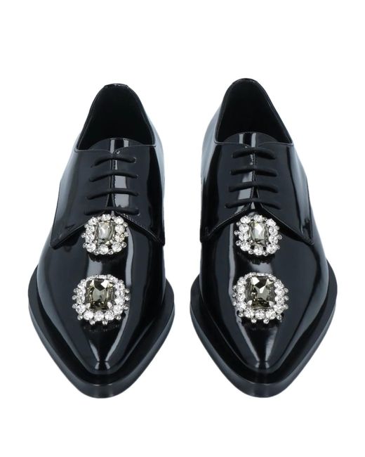 Dolce & Gabbana Black Solid Color Laced Shoes