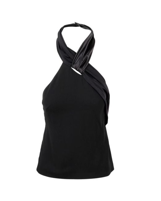 Givenchy Black Twist-Detail Halterneck Top