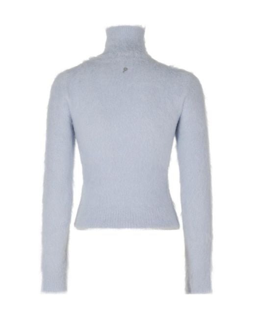 Dondup Blue Brushed-Effect Roll-Neck Sweater