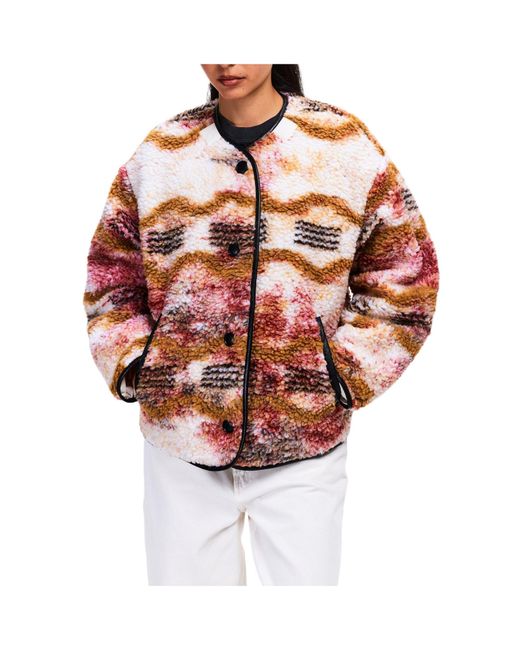 Isabel Marant Red Patterned Fleece Jacket