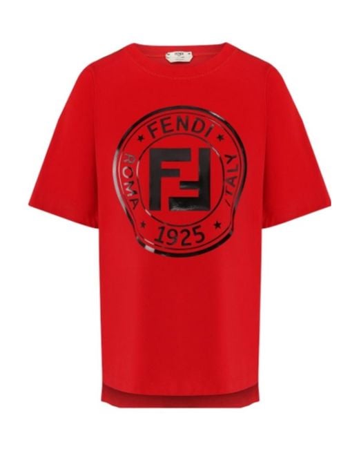 Fendi Red Round-Necked T-Shirt