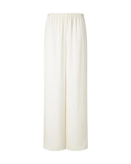 Theory White Striped Woven Wide-Leg Pants