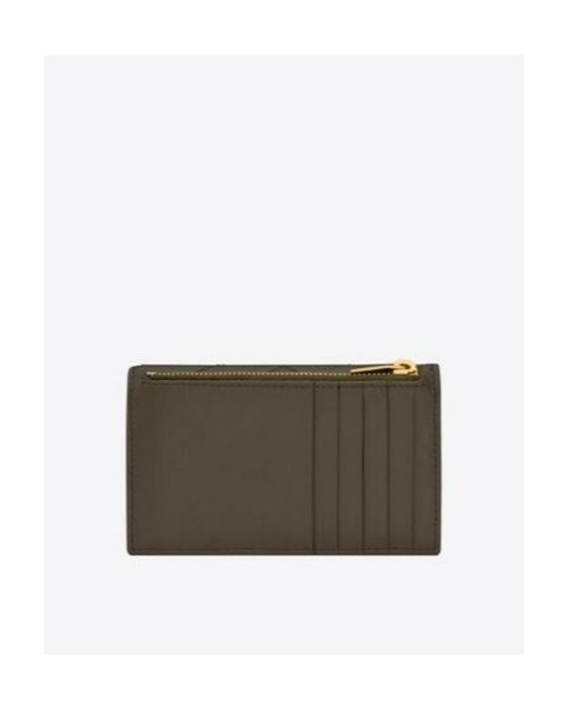 Saint Laurent Gray Cassandre Matelassé Flap Card Case