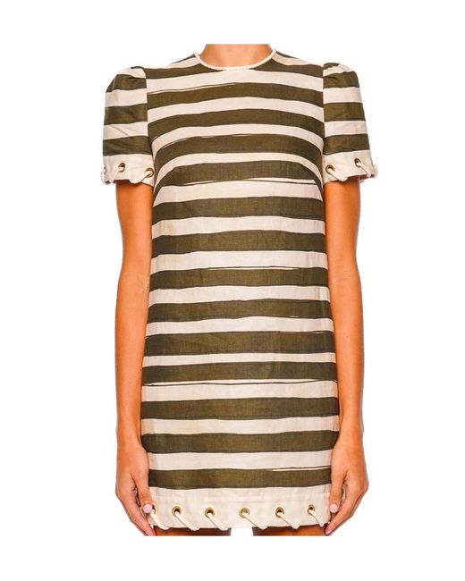 Zimmermann White Rebellion Stripe Rope Trim Mini Dress