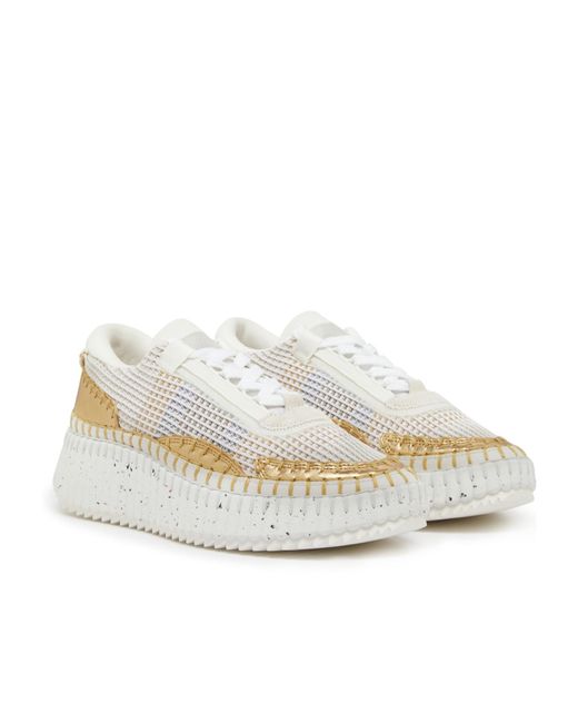 Chloé White Nama Lace-Up Sneakers