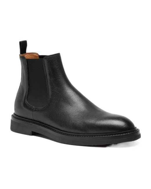Officine Creative Black Dude Flexi Leather Chelsea Boots for men