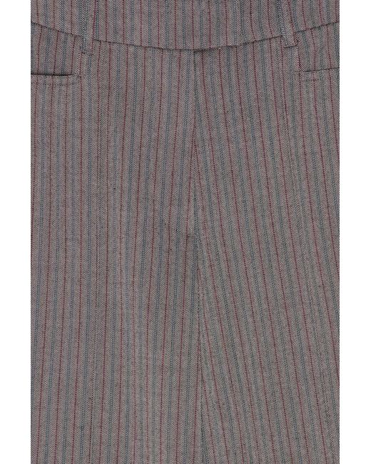 REMAIN Birger Gray Herringbone-Pattern Striped Trousers