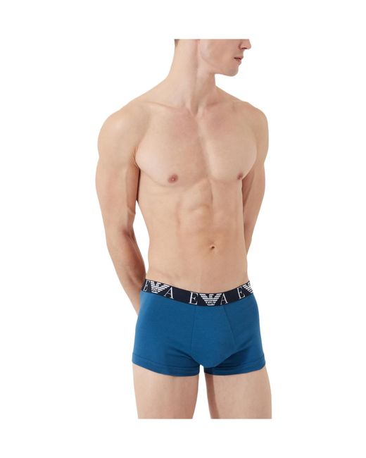 Emporio Armani Blue Elastic Waist Underwear Three-Piece Set for men