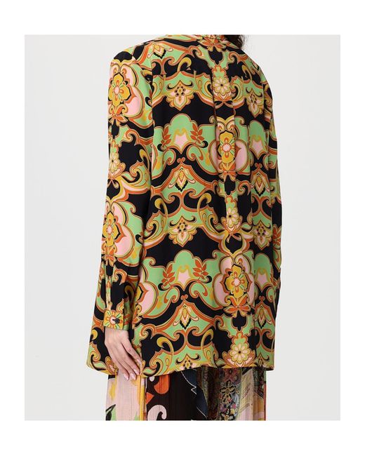 Etro Metallic Floral Print Longline Shirt
