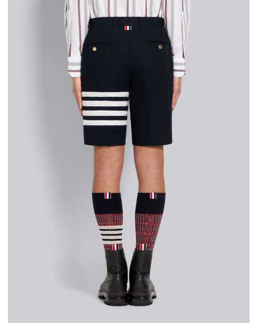 Thom Browne Blue 4-Bar Detail Chino Shorts for men