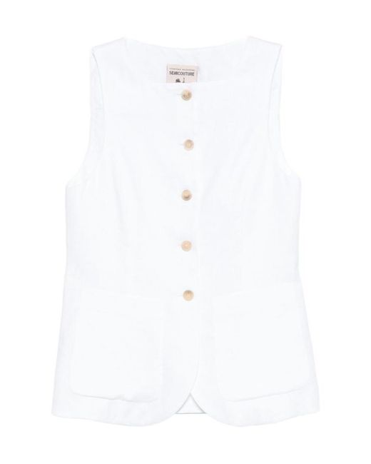Semicouture White Sleeveless Vest