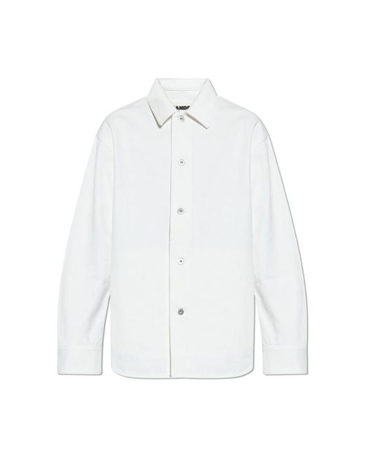 Jil Sander White Long-Sleeved Denim Shirt for men